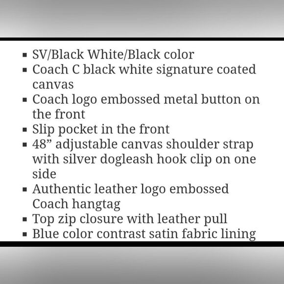 Coach 3 Piece Set F43893 Black White Heritage Signature Swing Pack Bag Wristlet - Picture 15 of 15